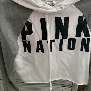 Pink hoodie crop top